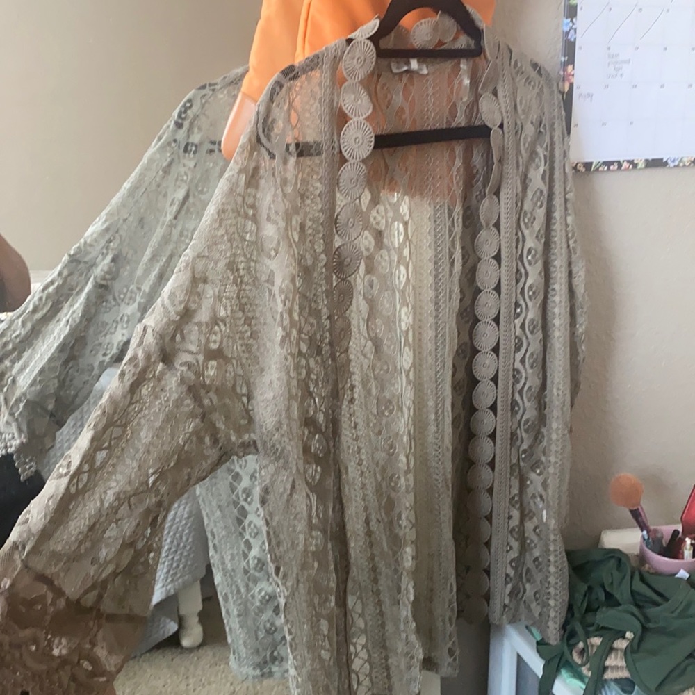 Gray sheer cardigan